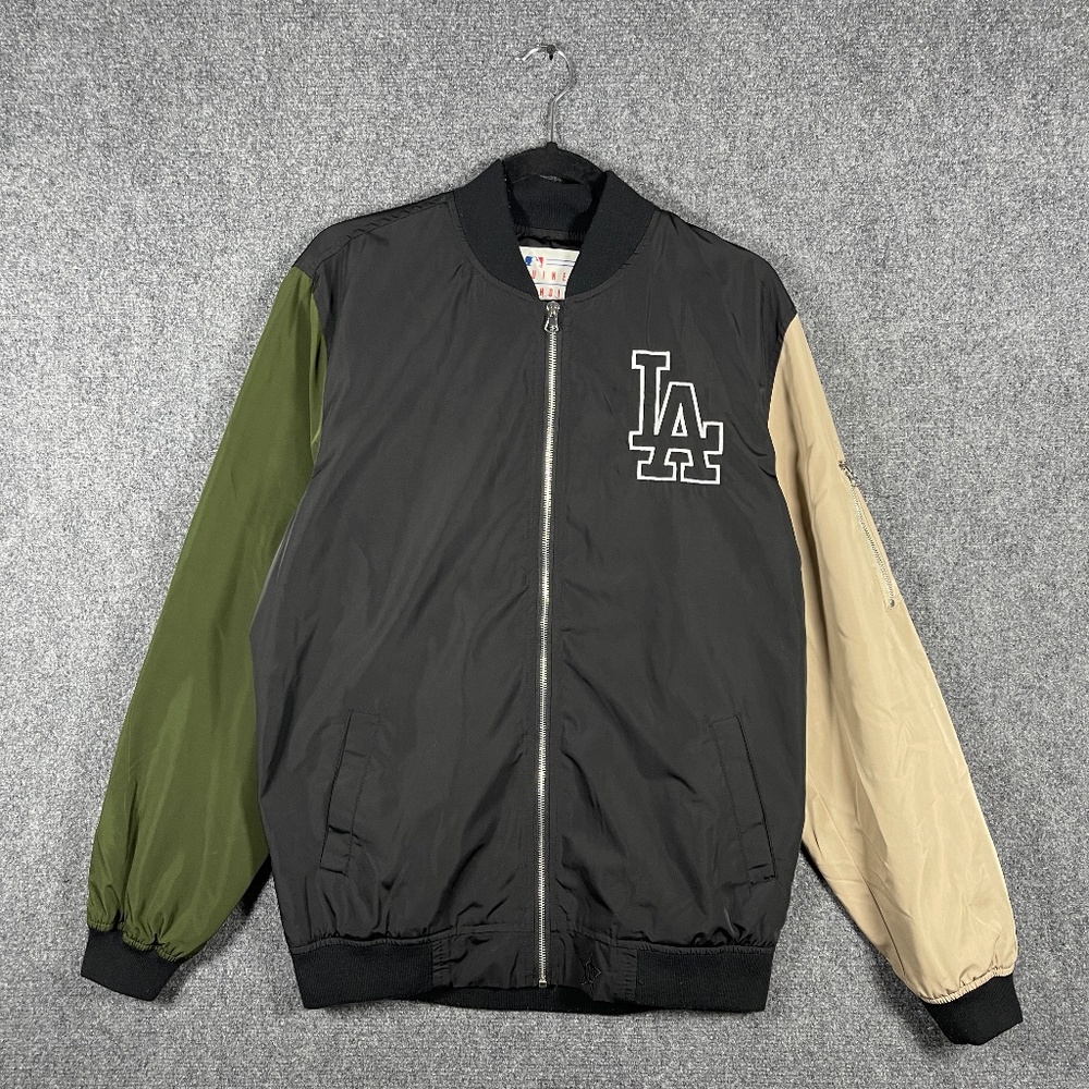 JH Design MLB Los Angeles Dodgers Bomber Jacket Black Green Mens Size XL #1698